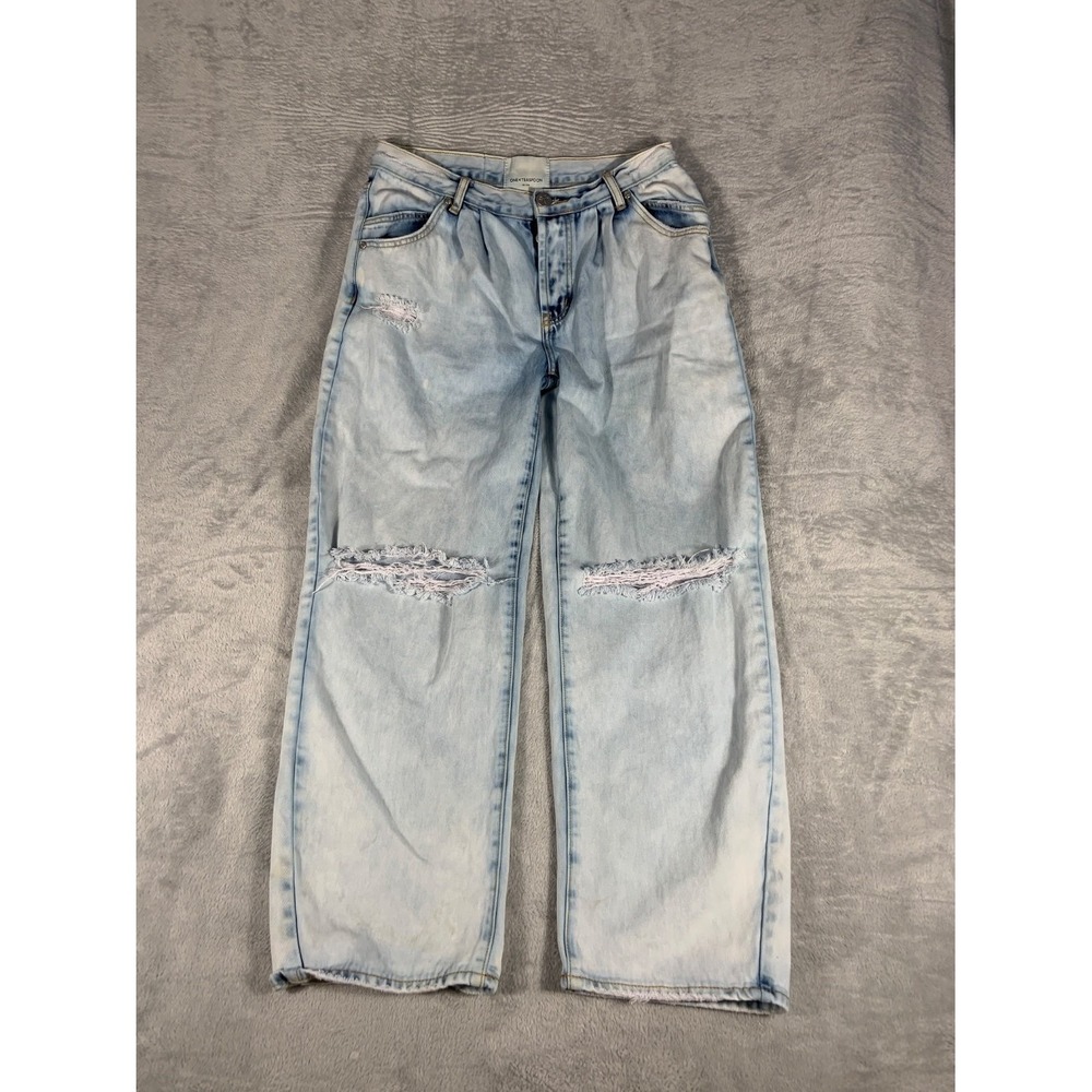 One Teaspoon Jeans Smiths Womens Size 28 Blue Pleated Front Waist Distressed